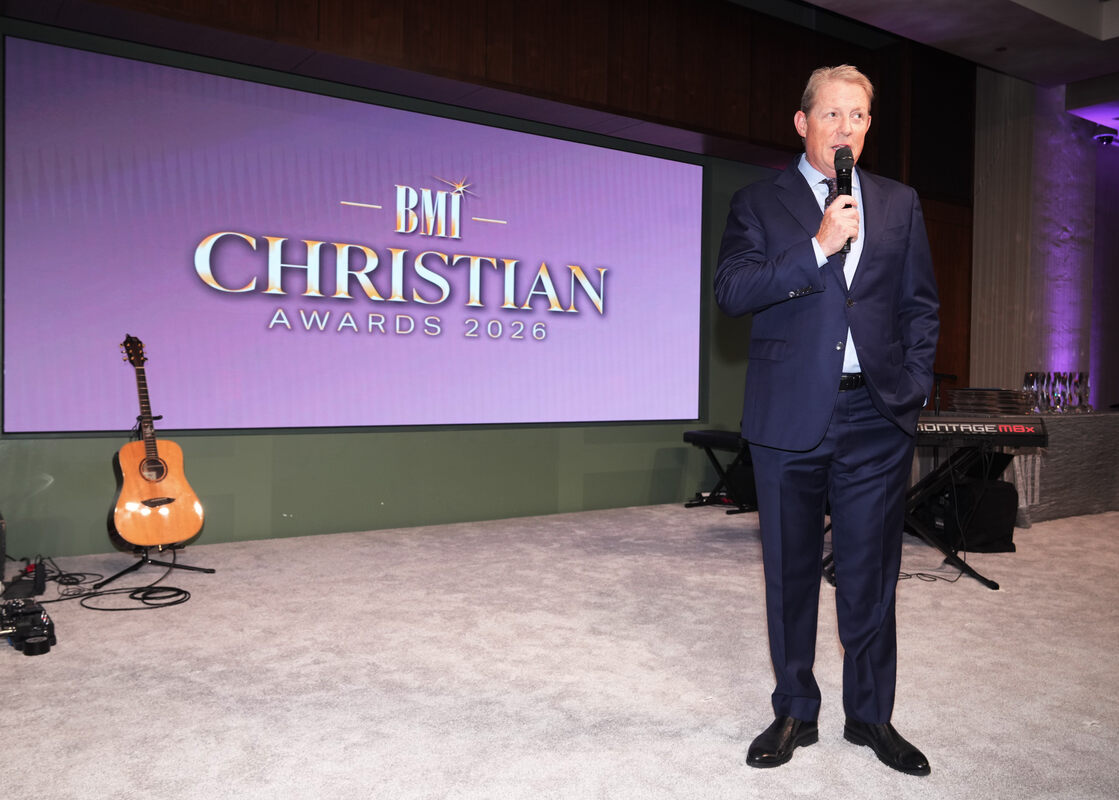 BMI's VP, Creative Nashville, Clay Bradley gives opening remarks at the 2026 BMI Christian Awards. Photo Credit Larry McCormack for BMI