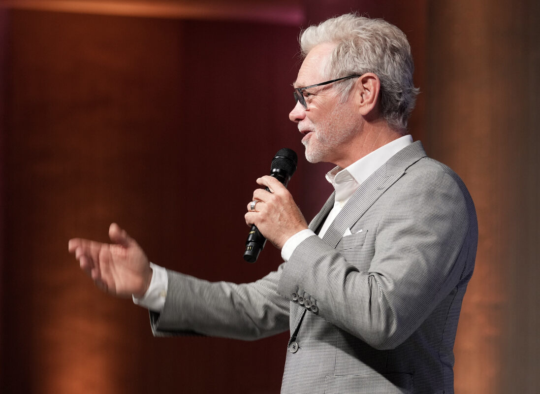 2022 BMI Icon Steven Curtis Chapman spoke highly of Drew Parker as he welcomed him to stage at the 2026 BMI Christian Awards. Photo Credit Larry McCormack for BMI