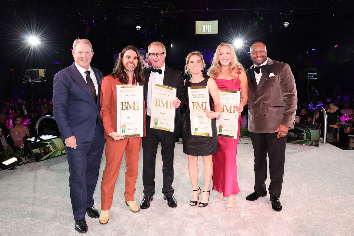 (L-R) Clay Bradley,  Jon Decious, John Ozier, Amy Patton, Bethany Mako, and Shannon Sanders attend the 2025 BMI Country Awards at BMI on November 18, 2025 in Nashville, Tennessee. (Photo by Emma McIntyre/Getty Images for BMI)
