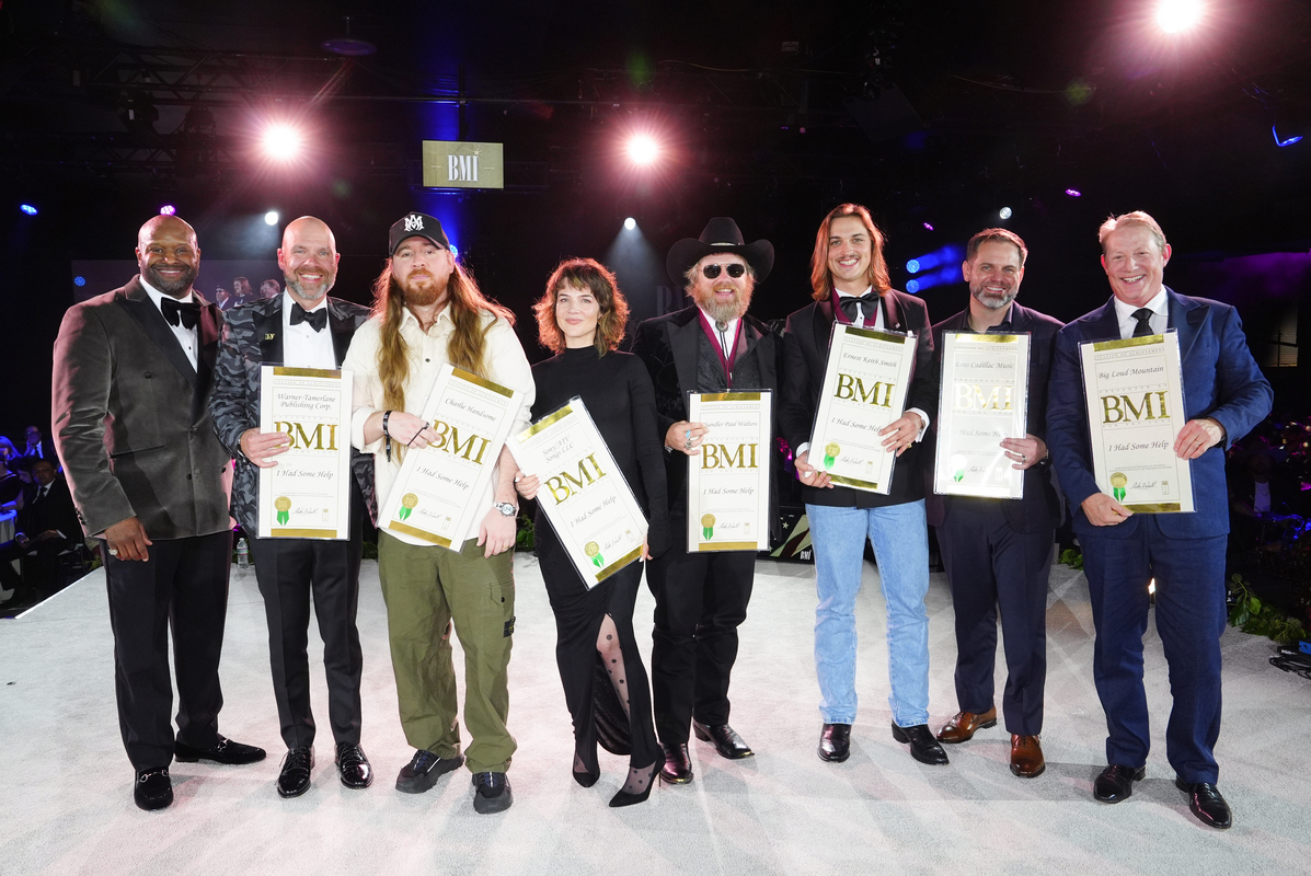 (L-R) Shannon Sanders,  Austen Adams, Charlie Handsome, Katie Welle, ERNEST, Chandler Walters, Seth England and Clay Bradley attend the 2025 BMI Country Awards at BMI on November 18, 2025 in Nashville, Tennessee. (Photo by Erika Goldring/Getty Images for BMI)
