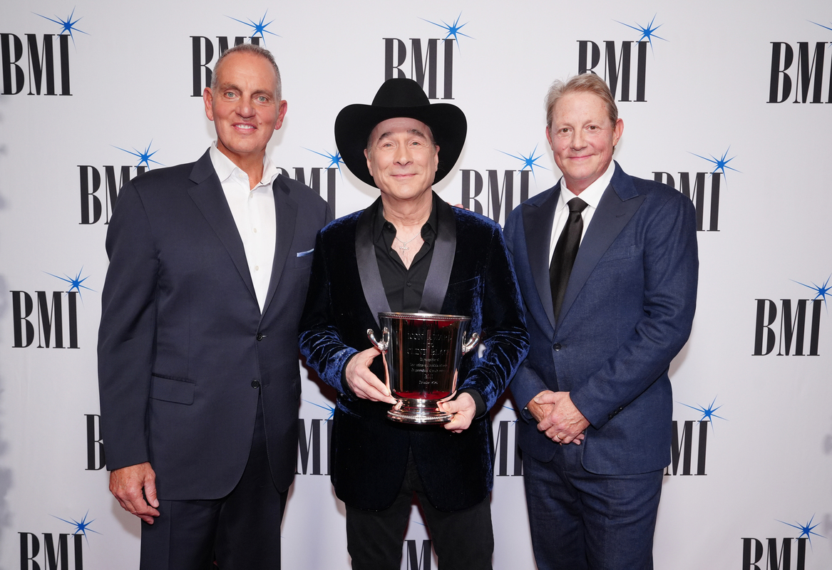 (L-R) Mike O'Neill, President/CEO, BMI, Clint Black, and Clay Bradley, Vice President, Creative, Nashville, BMI attend the 2025 BMI Country Awards at BMI on November 18, 2025 in Nashville, Tennessee. (Photo by Erika Goldring/Getty Images for BMI)
