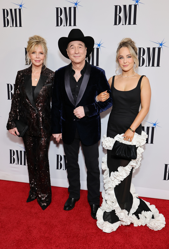 (L-R) Lisa Hartman Black, Clint Black and Lily Pearl Black attend the 2025 BMI Country Awards at BMI on November 18, 2025 in Nashville, Tennessee. (Photo by Emma McIntyre/Getty Images for BMI)
