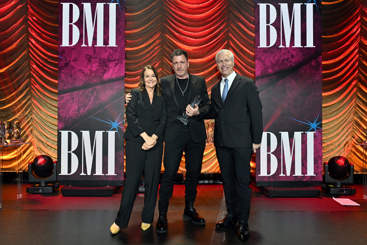 (L-R) Tracy McKnight, VP, Creative, Film, TV & Visual Media, BMI, Atticus Ross, winner of the BMI Award for 