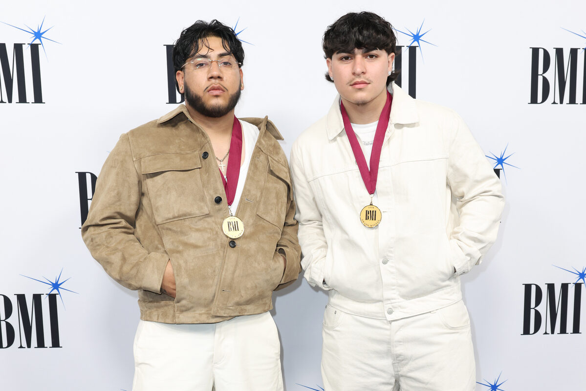 (L-R) Jorge Ontiveros and Gustavo Angel Raya-Garcia attend the 2026 BMI Latin Awards on March 19, 2026 in Miami, Florida. (Photo by Alexander Tamargo/Getty Images)