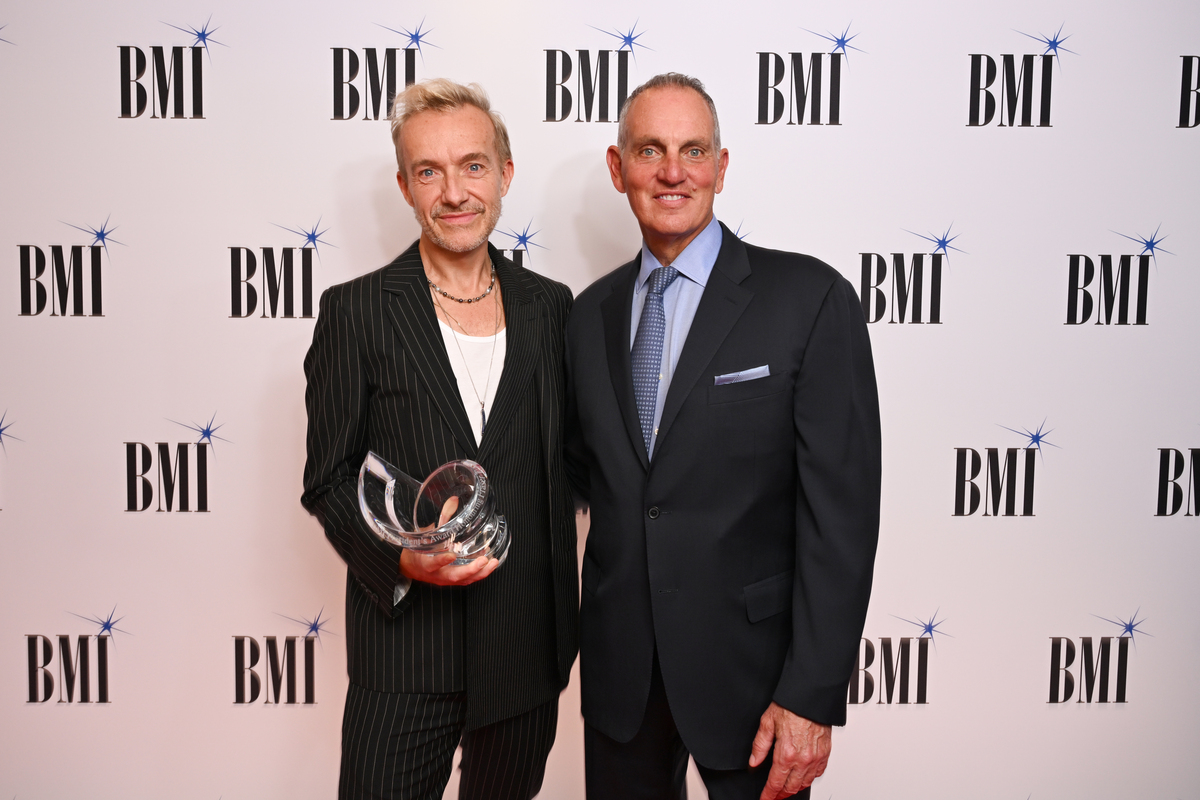 Fraser T. Smith and Mike O'Neill, President & CEO, BMI attend the 2025 BMI London Awards at The Dorchester on September 29, 2025 in London, England. (Photo by Jeff Spicer/Getty Images for BMI)
