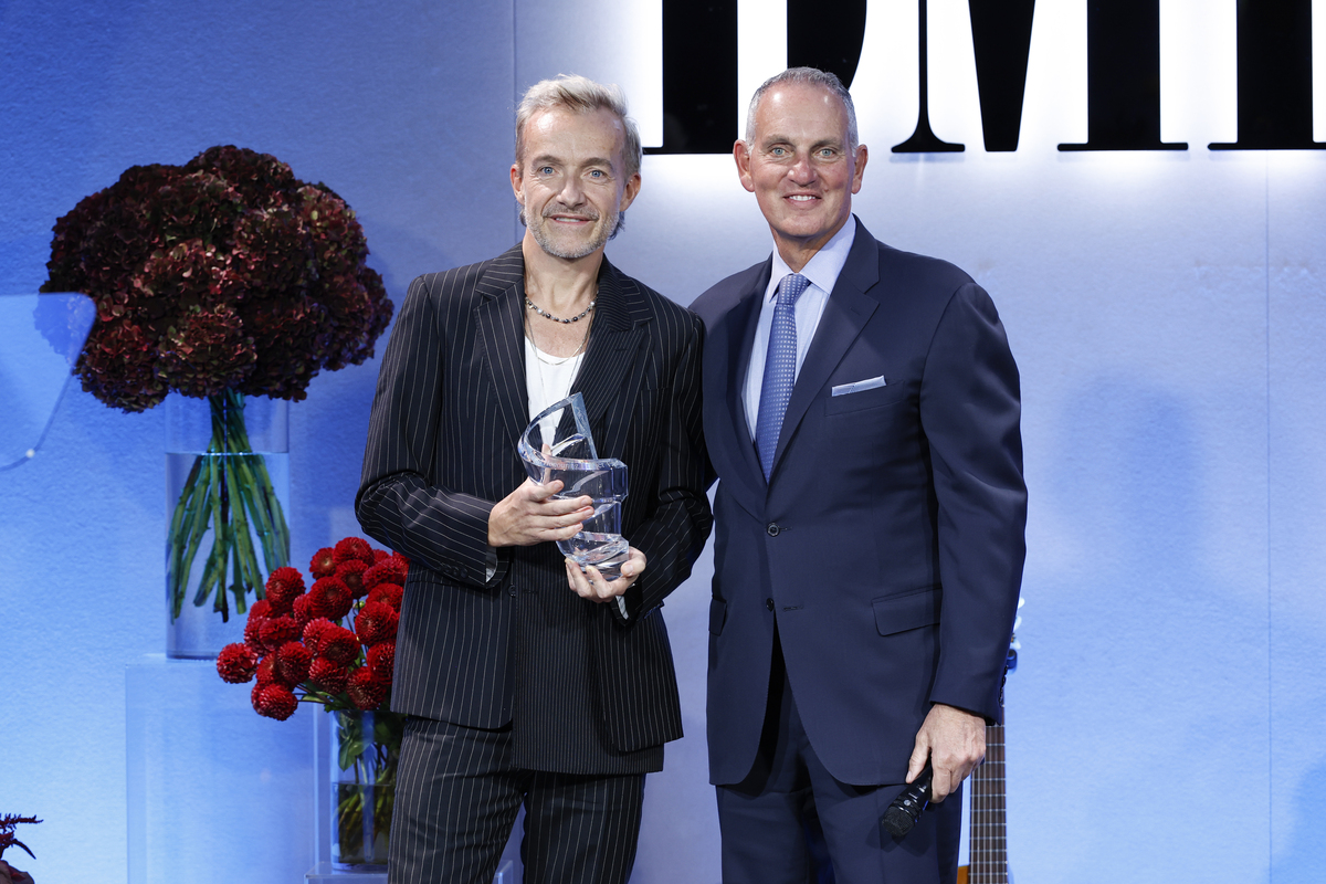 Fraser T. Smith and Mike O'Neill, President & CEO, BMI onstage during the 2025 BMI London Awards at The Dorchester on September 29, 2025 in London, England. (Photo by John Phillips/Getty Images for BMI)
