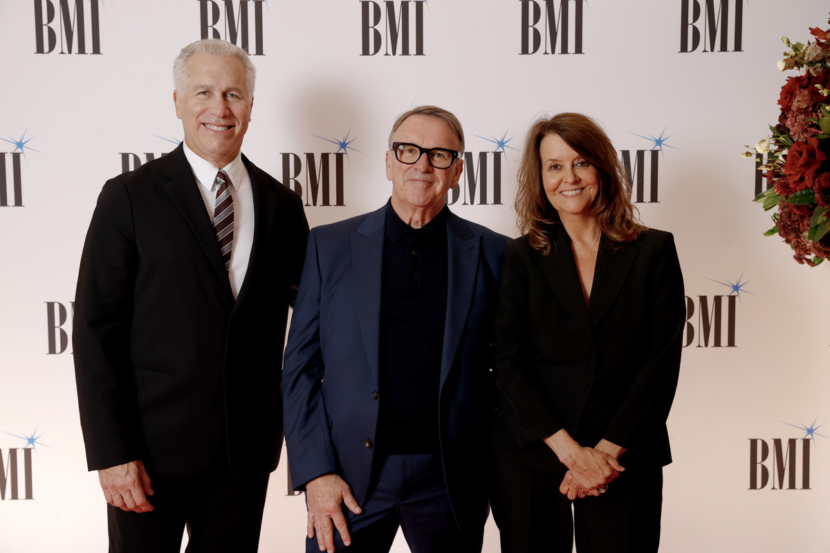 (L-R) Mike Steinberg Executive Vice President, Chief Revenue & Creative Officer, BMI, Chris Difford and Tracy McKnight, VP, Creative, Film, TV & Visual Media, BMI attend the 2025 BMI London Awards at The Dorchester on September 29, 2025 in London, England. (Photo by John Phillips/Getty Images for BMI)
