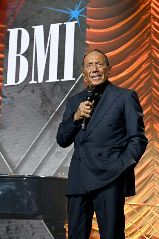 Honoree Paul Anka accepts the BMI Icon Award onstage during the 2026 BMI Pop Awards at Beverly Wilshire, A Four Seasons Hotel on May 12, 2026 in Beverly Hills, California. (Photo by Lester Cohen/Getty Images for BMI)