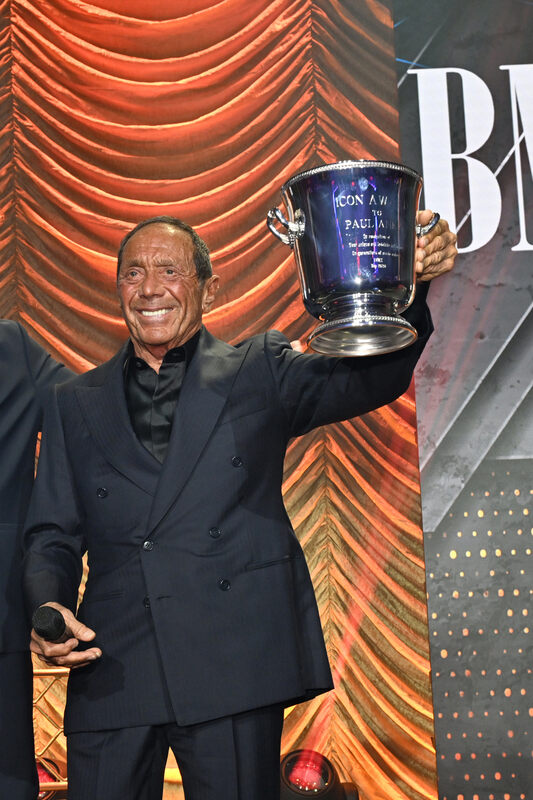 Honoree Paul Anka accepts the BMI Icon Award onstage during the 2026 BMI Pop Awards at Beverly Wilshire, A Four Seasons Hotel on May 12, 2026 in Beverly Hills, California. (Photo by Lester Cohen/Getty Images for BMI)