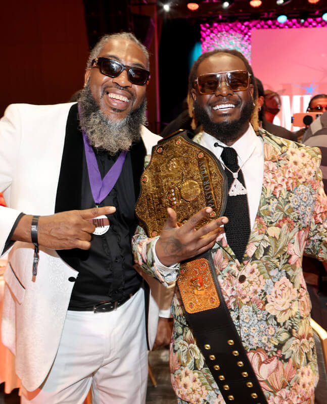L-R) Pastor Troy and T-Pain attend the 2025 BMI R&B/Hip-Hop Awards at Fairmont Century Plaza on August 28, 2025 in Los Angeles, California.