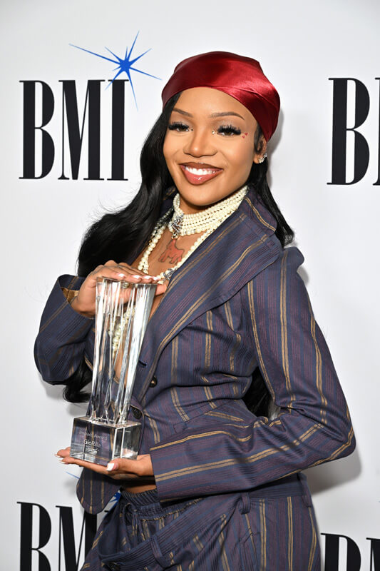 GloRilla attends the 2025 BMI R&B/Hip-Hop Awards at Fairmont Century Plaza on August 28, 2025 in Los Angeles, California.  (Photo by Lester Cohen/Getty Images for BMI)