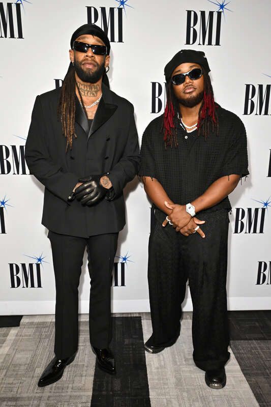 (L-R) Ty Dolla $ign and Leon Thomas III attend the 2025 BMI R&B/Hip-Hop Awards at Fairmont Century Plaza on August 28, 2025 in Los Angeles, California.  (Photo by Lester Cohen/Getty Images for BMI)