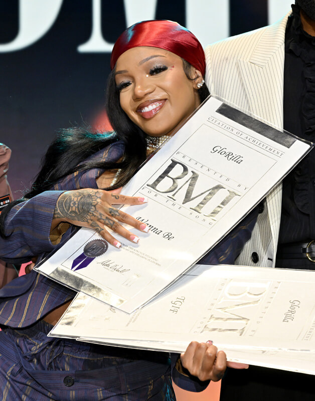 GloRilla accepts BMI Awards onstage during the 2025 BMI R&B/Hip-Hop Awards at Fairmont Century Plaza on August 28, 2025 in Los Angeles, California. (Photo by Lester Cohen/Getty Images for BMI)