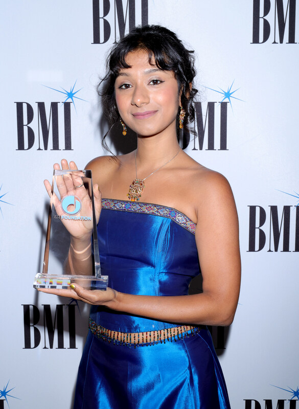 Rijah Banerjee, poses with the Inaugural BMI Foundation Babyface Award at the 2026 BMI R&B/Hip-Hop Awards at Fairmont Century Plaza on August 26, 2026 in Los Angeles, California.  (Photo by Arnold Turner/Getty Images for BMI)