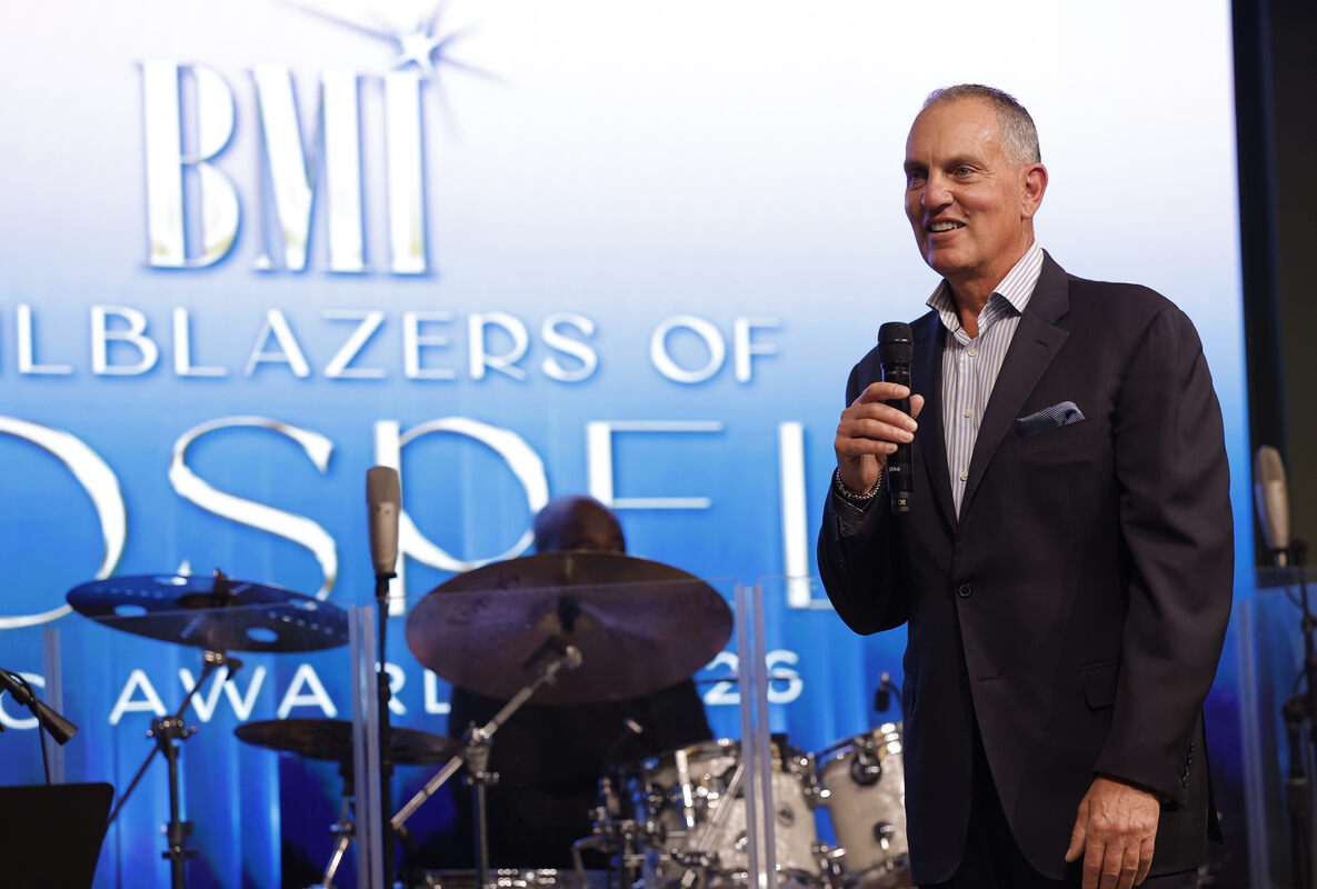 Mike O'Neill, CEO of BMI speaks onstage at the 2026 BMI Trailblazers of Gospel Music Awards at BMI on July 21, 2026 in Nashville, Tennessee. (Photo by Jason Kempin/Getty Images for BMI)