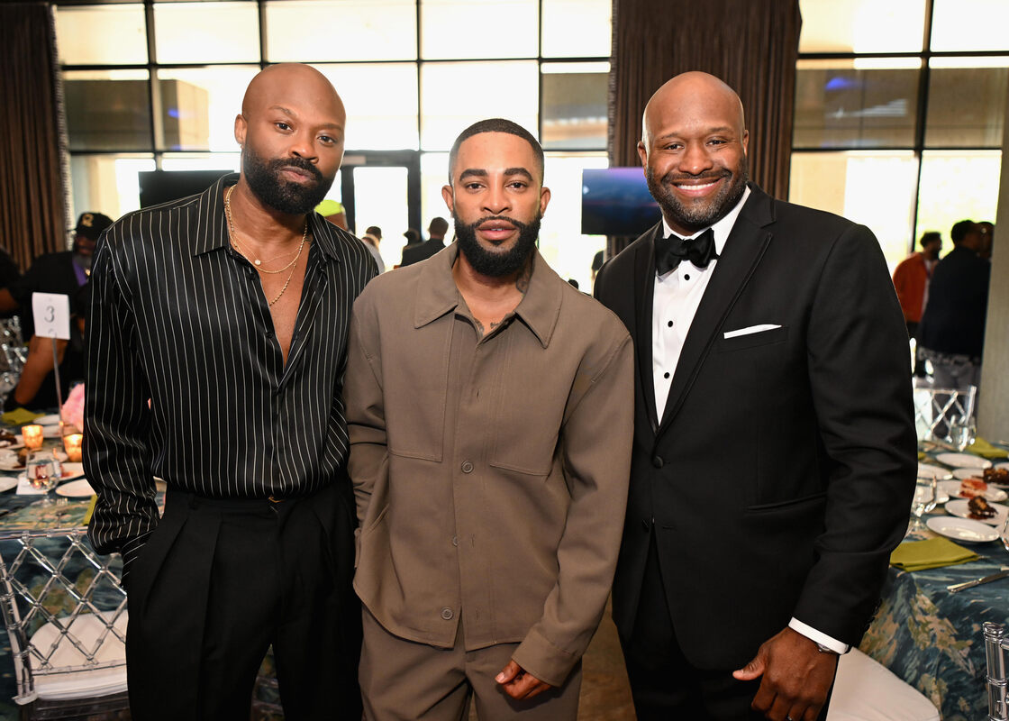 (L-R) Wardell Malloy, Assistant VP, Creative, Atlanta, Elijah Blake and Shannon Sanders attend the 2026 BMI Trailblazers of Gospel Music Awards at BMI on July 21, 2026 in Nashville, Tennessee. (Photo by Jason Davis/Getty Images for BMI)